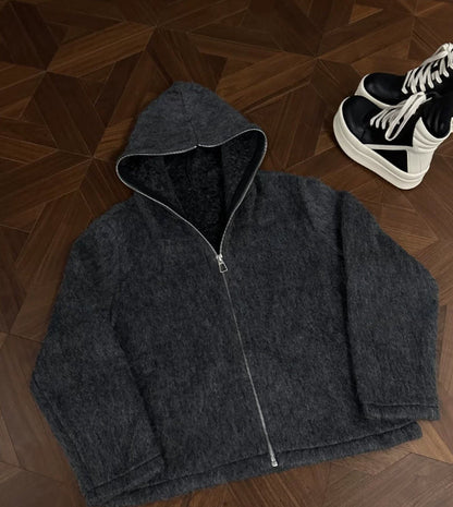 Wool And Mohair Full Zip Cardigan Coat