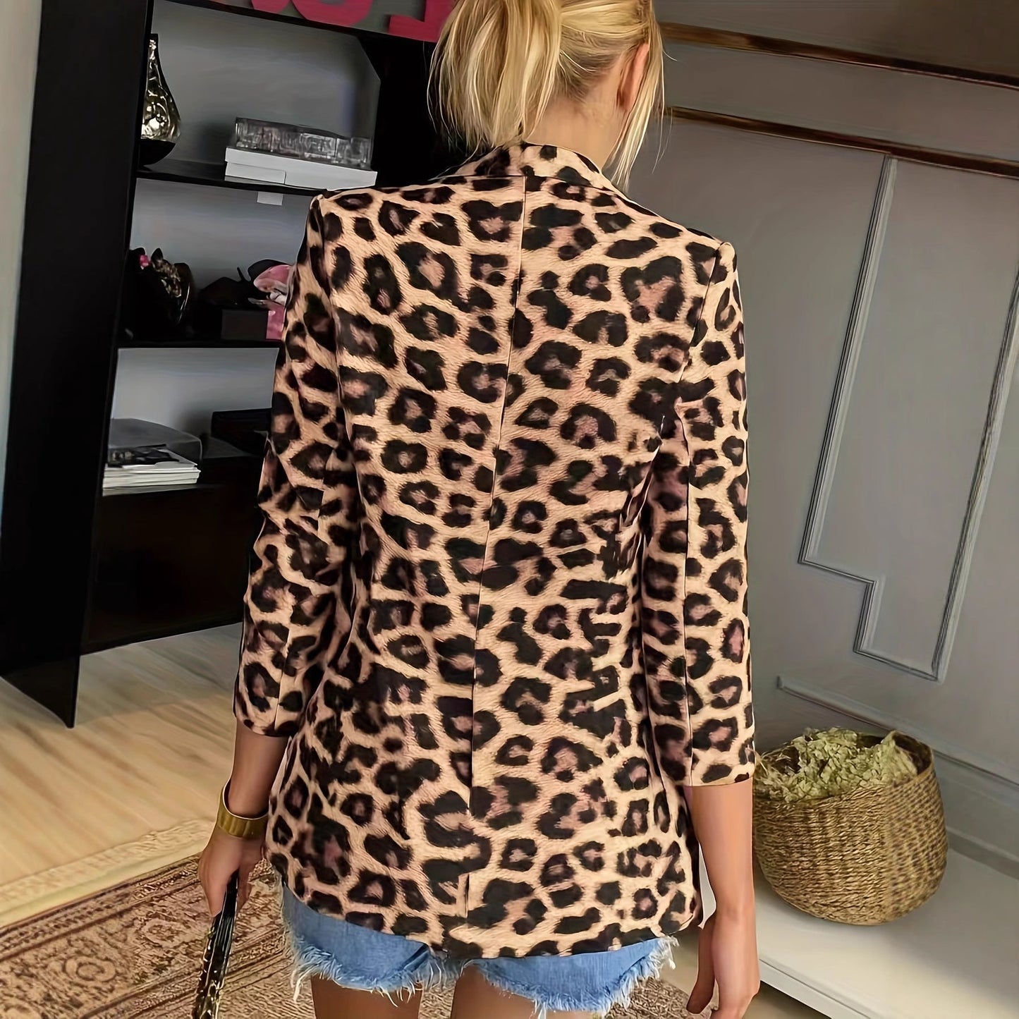 New Womens Leopard-print Blazer