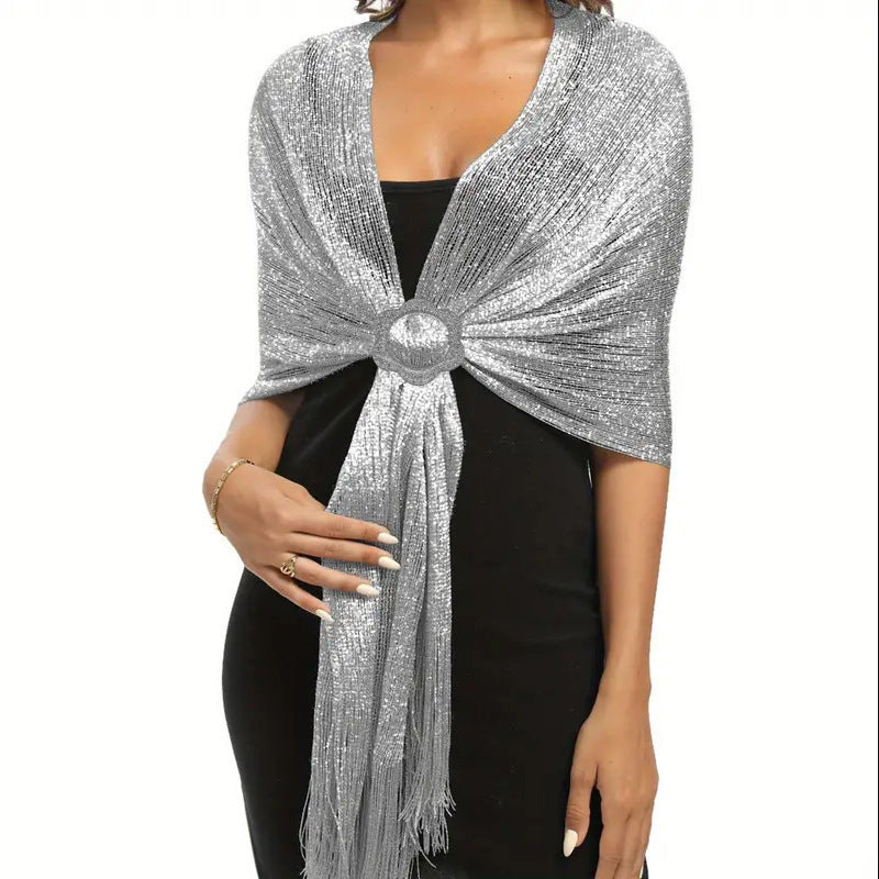 Gold And Silver Thread Flat Towel For Seaside Beach Outings