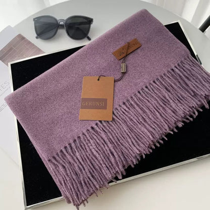 Womens Thickened Fashionable Solid-Color Tassel Scarf