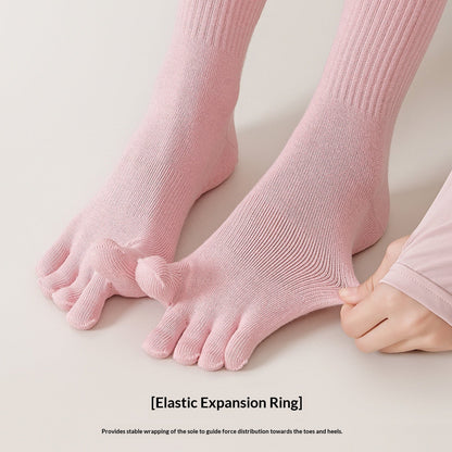 SpringSummer Yoga Socks Five-Toe Mid-Calf, Non-Slip
