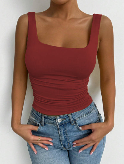 Womens Sleeveless Camisole Casual Basic Cropped Top