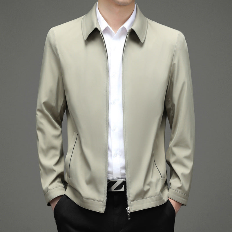 Men's Business-Casual Solid-Color Zip-Up Jacket