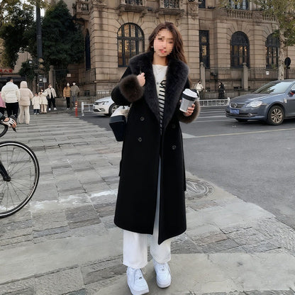 Womens Fallwinter Mid-length Blazer Wool Trench Coat