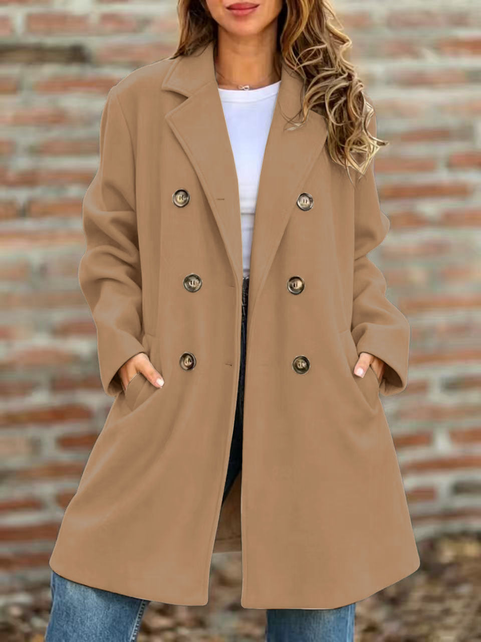 Notch-lapel Double-breasted Wool Coat