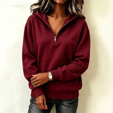 Half-zip Hoodie Laid-back Casual Long-sleeve Sweatshirt