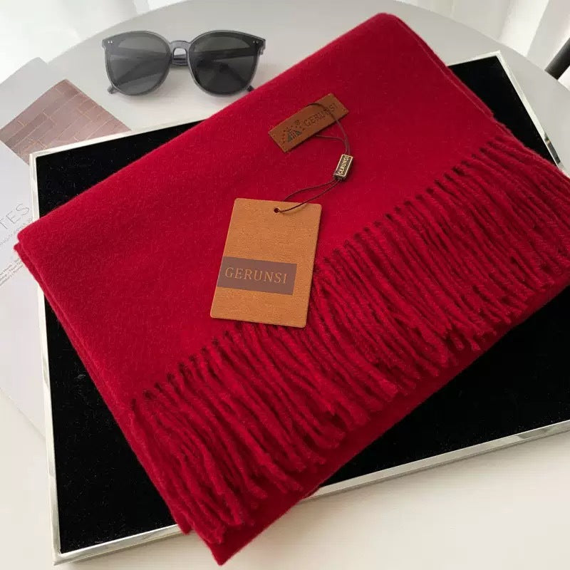 Womens Thickened Fashionable Solid-Color Tassel Scarf
