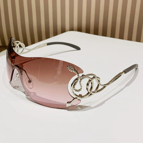 Cobra-shaped Sporty Rimless Side-cut Sunglasses