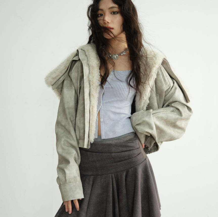 Hooded Post-apocalyptic PU Leather Quilted Jacket