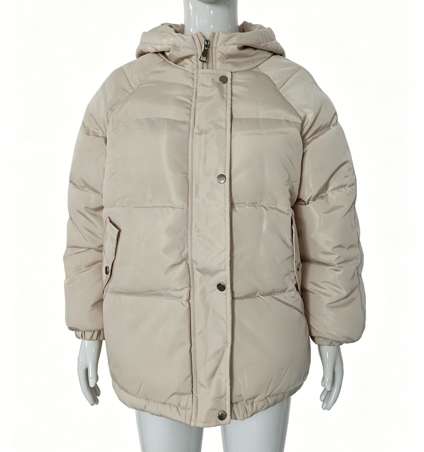 Womens Winter American-Style Fake Two-Piece Patchwork Hooded Cotton Padded Coat