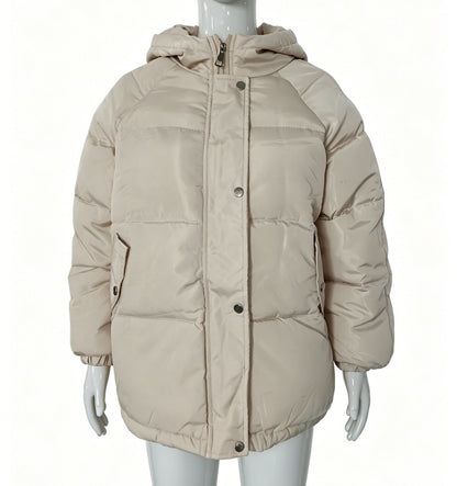 Womens Winter American-Style Fake Two-Piece Patchwork Hooded Cotton Padded Coat