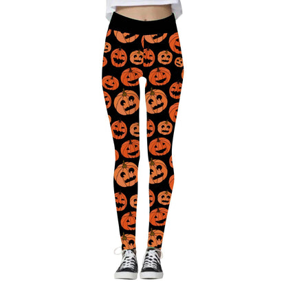 Halloween Women's Yoga Pants Pumpkin Skull