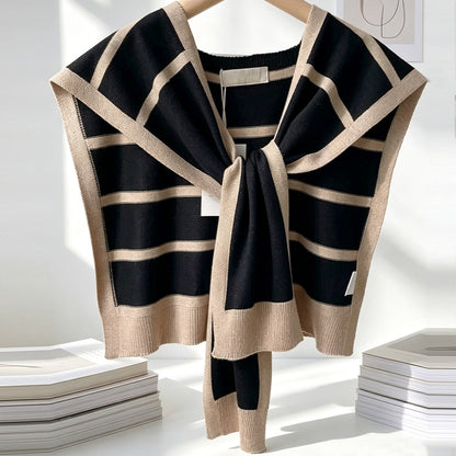 Fashionable Striped Knitted Cape For Women