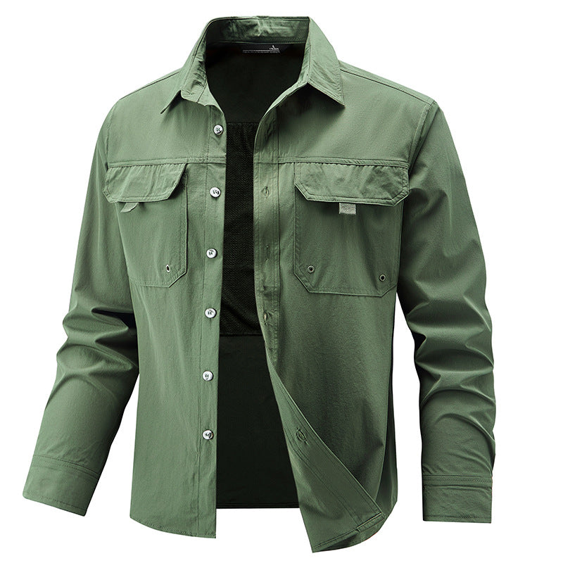 Mens Stretch Quick-Drying Long-Sleeve Shirt