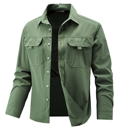 Mens Stretch Quick-Drying Long-Sleeve Shirt