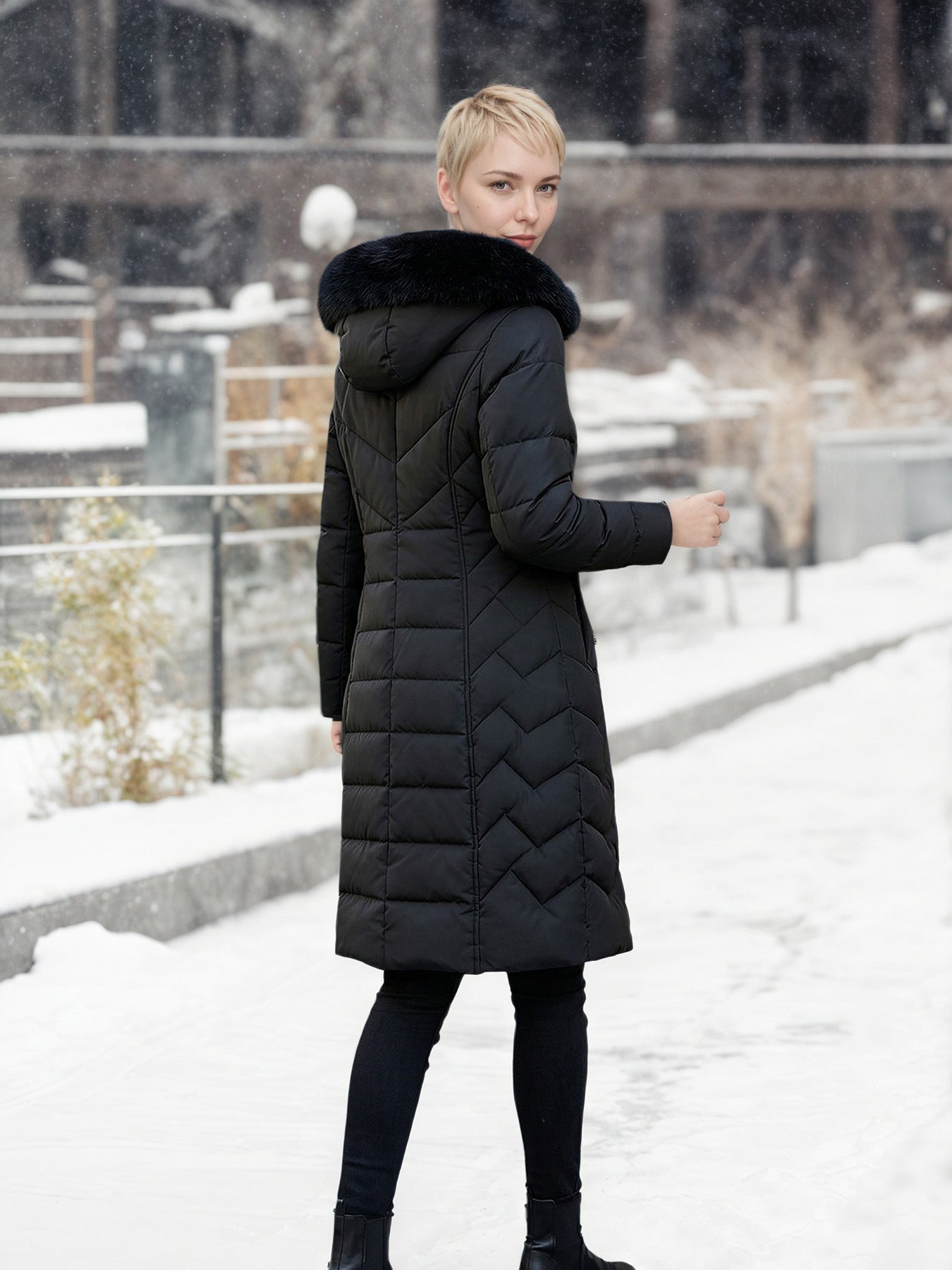 Loose-fit Stand-collar Solid-color Cotton-padded Long Coat