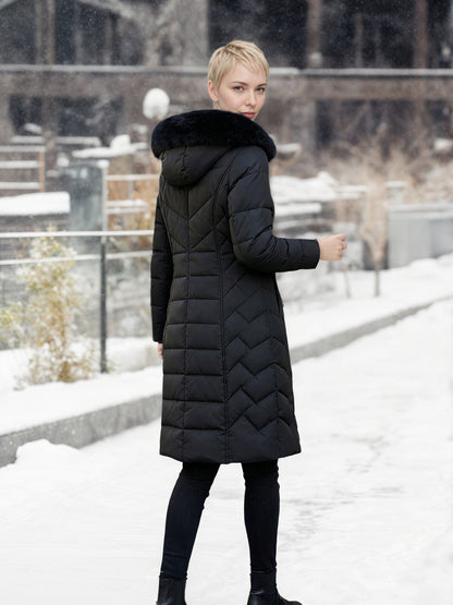 Loose-fit Stand-collar Solid-color Cotton-padded Long Coat