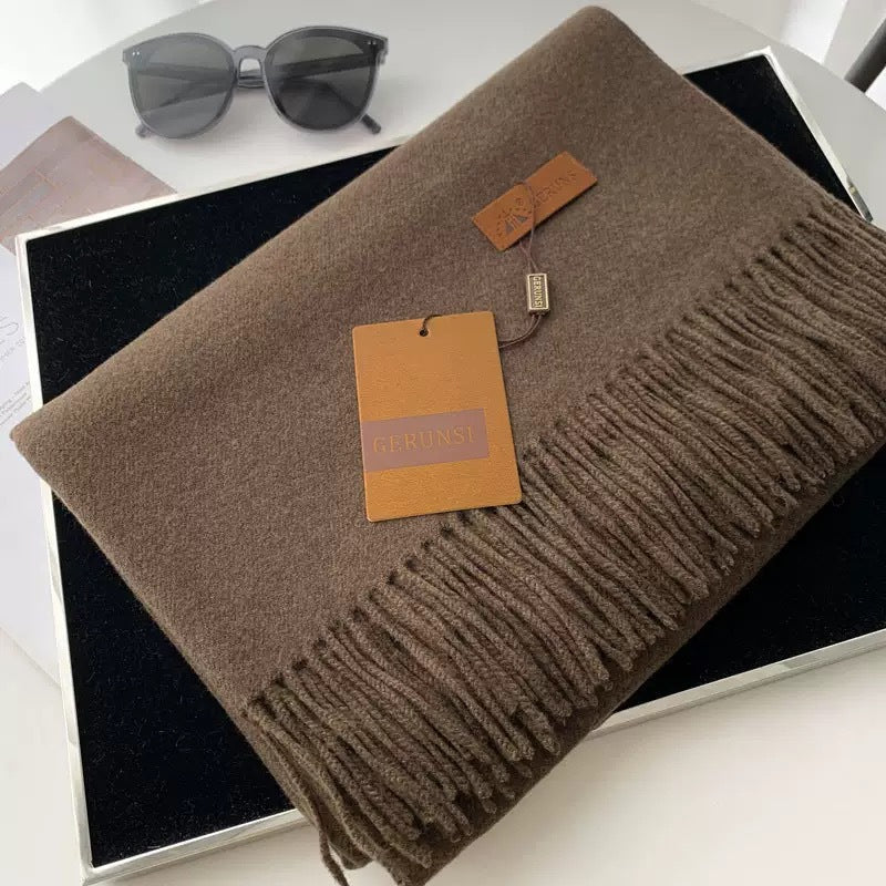 Womens Thickened Fashionable Solid-Color Tassel Scarf