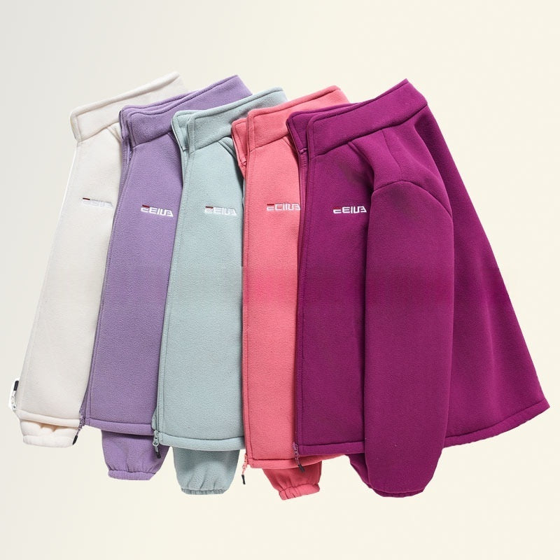 Fleece-lined Heavyweight Polar Fleece Windproof And Warm Stand-collar Jacket