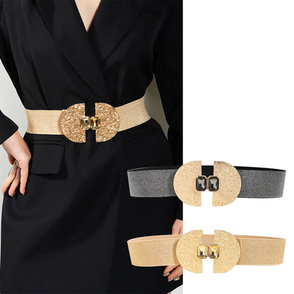 Women's Glittering Pearls Elastic Waist Belt