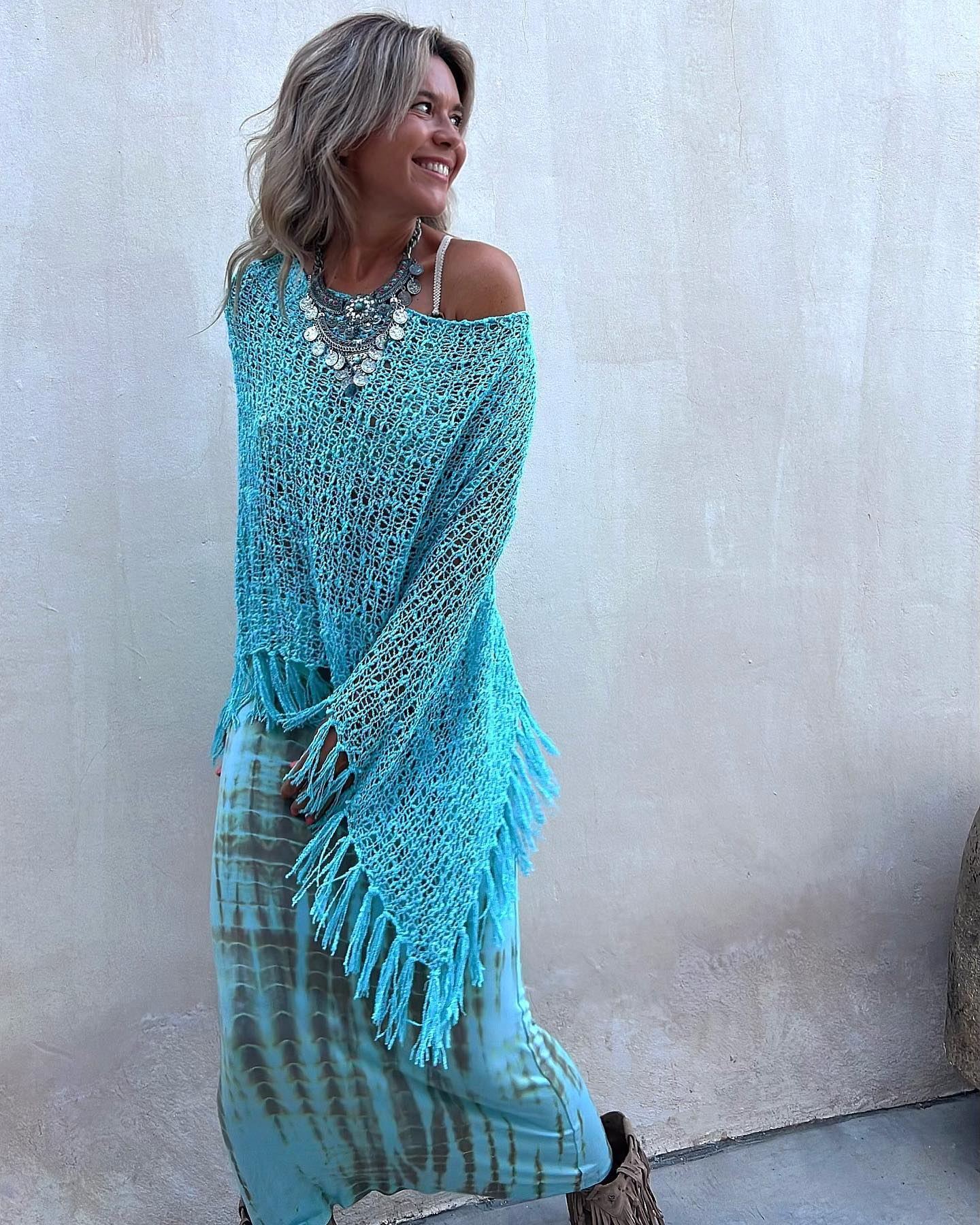 Stitching Hollow-Out Knitwear Dress Suit