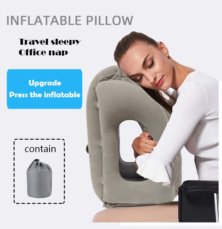Inflatable Travel Neck Pillow with Arm Support – Portable Nap Cushion for Flights & Office