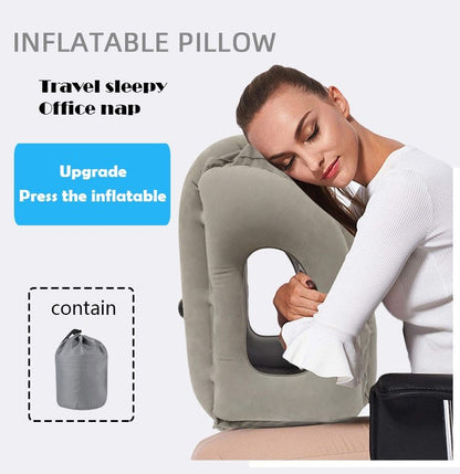 Inflatable Travel Neck Pillow with Arm Support – Portable Nap Cushion for Flights & Office