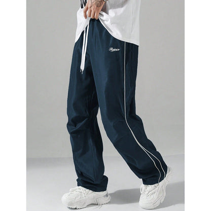 Mens Loose-Fit Straight-Leg Sports Casual Pants