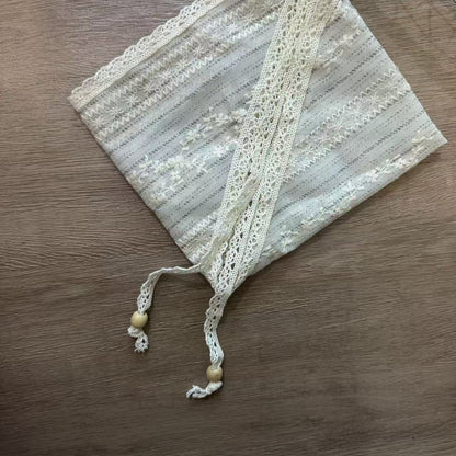 Embroidered Lace-trimmed Floral Silk Scarf