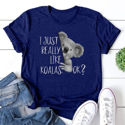 Koala Pattern Printed Short Sleeve