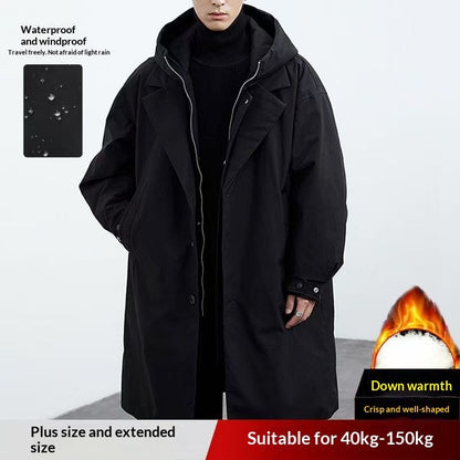 Fake Two-piece Hooded Oversized Thermal Trench Coat