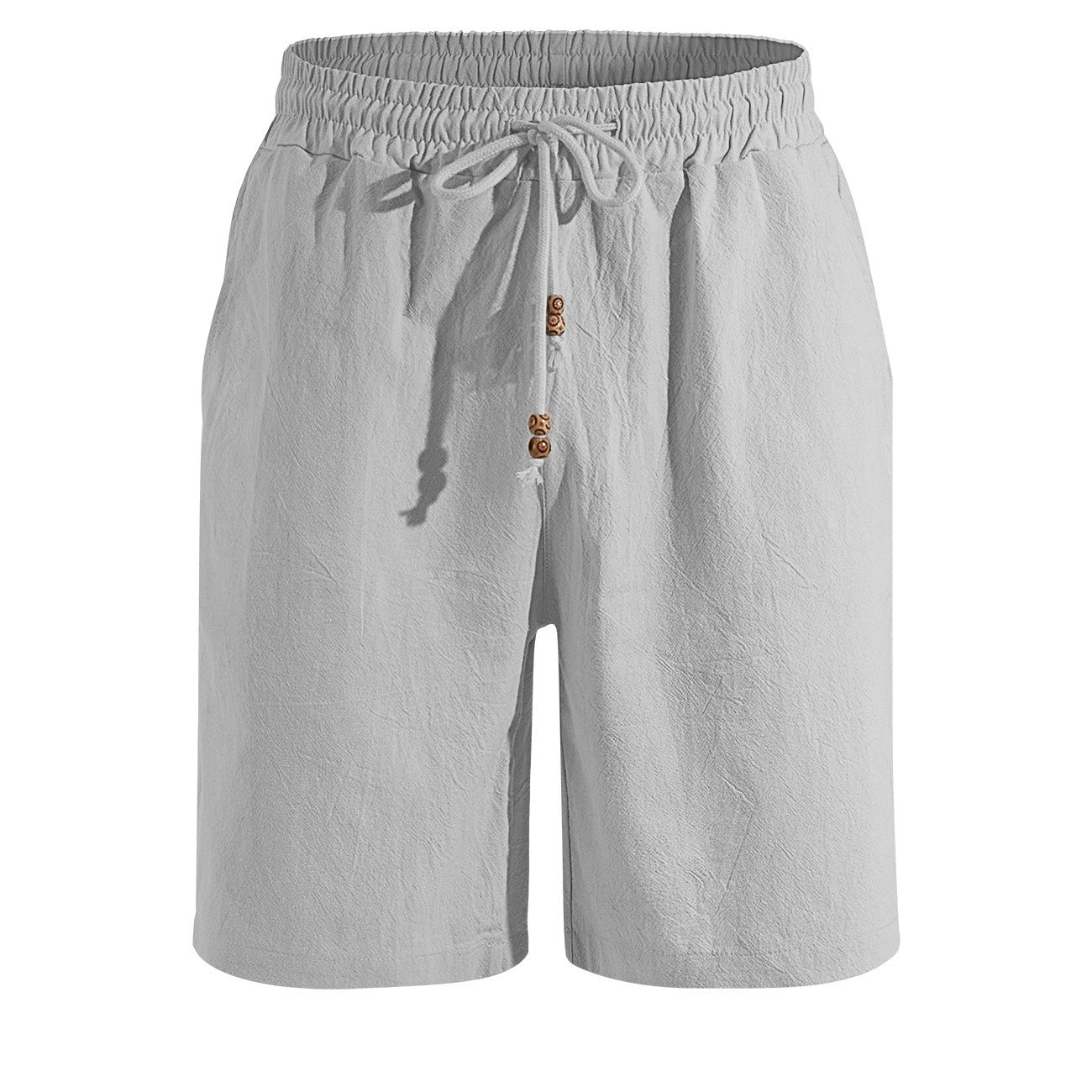 New Summer Style Men's Solid Color Cotton And Linen Shorts, Loose Sports Casual Beach Pants, Men's Cotton And Linen Breathable Shorts