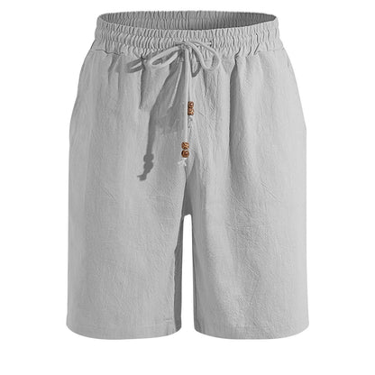 New Summer Style Men's Solid Color Cotton And Linen Shorts, Loose Sports Casual Beach Pants, Men's Cotton And Linen Breathable Shorts