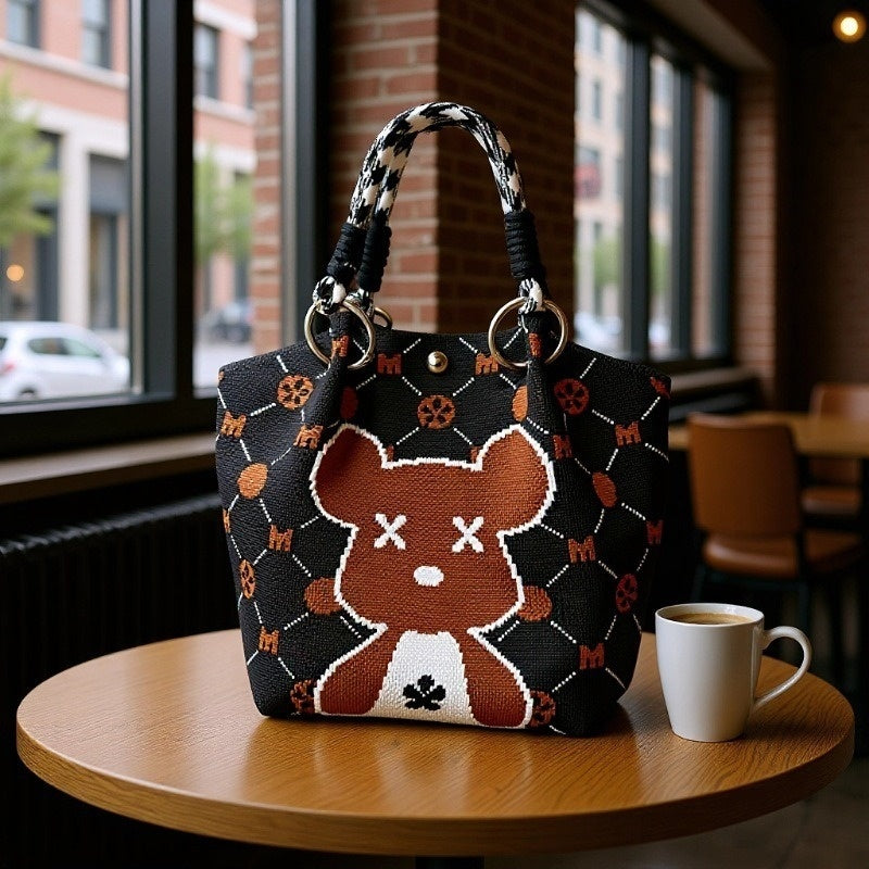 Knitted Tote Bag Commuter-friendly Handbag Simple Style