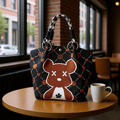 Knitted Tote Bag Commuter-friendly Handbag Simple Style