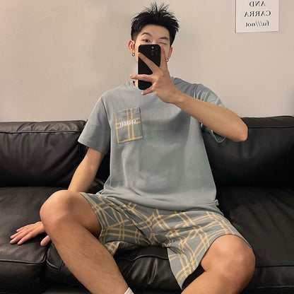 Men's Round Neck Cartoon Loose Homewear Suit