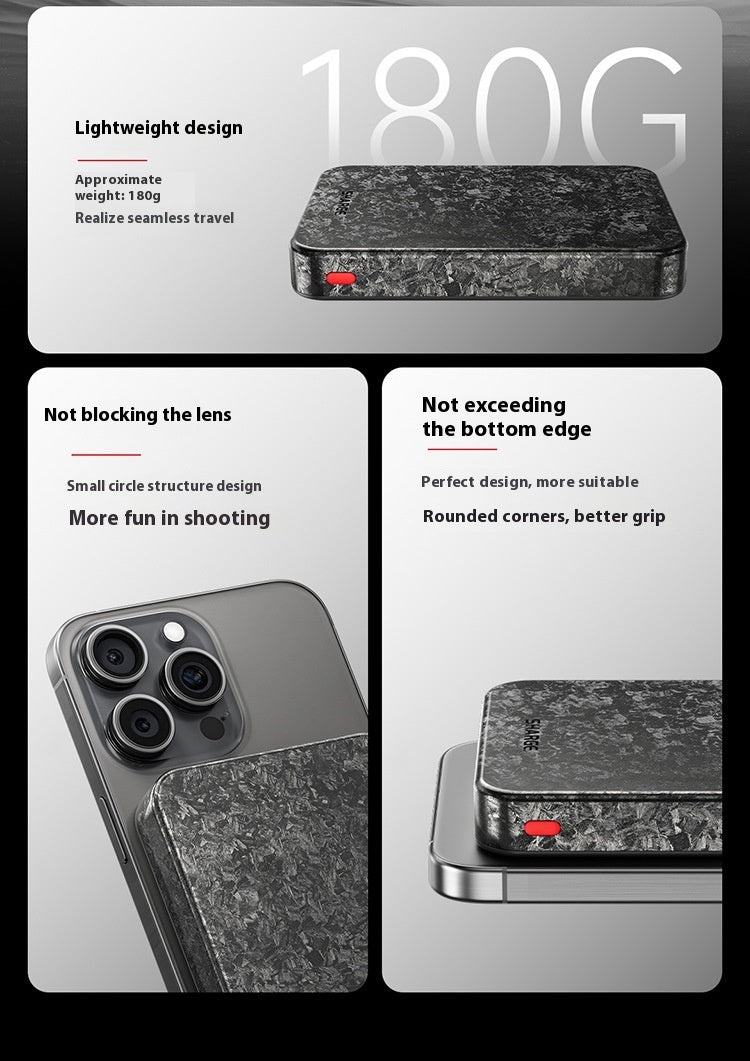 15W Magnetic Power Bank Wireless Carbon Fiber Magsafe Mobile Power Supply