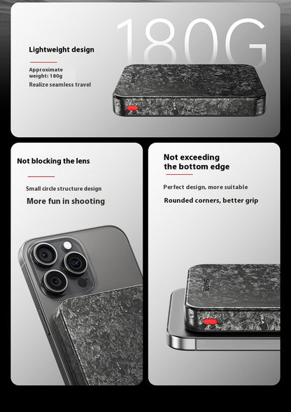 15W Magnetic Power Bank Wireless Carbon Fiber Magsafe Mobile Power Supply