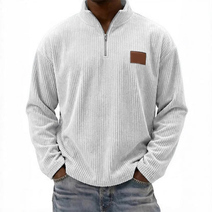 Mens Retro Corduroy Fashion Embroidered Pullover With A Stand-up Collar