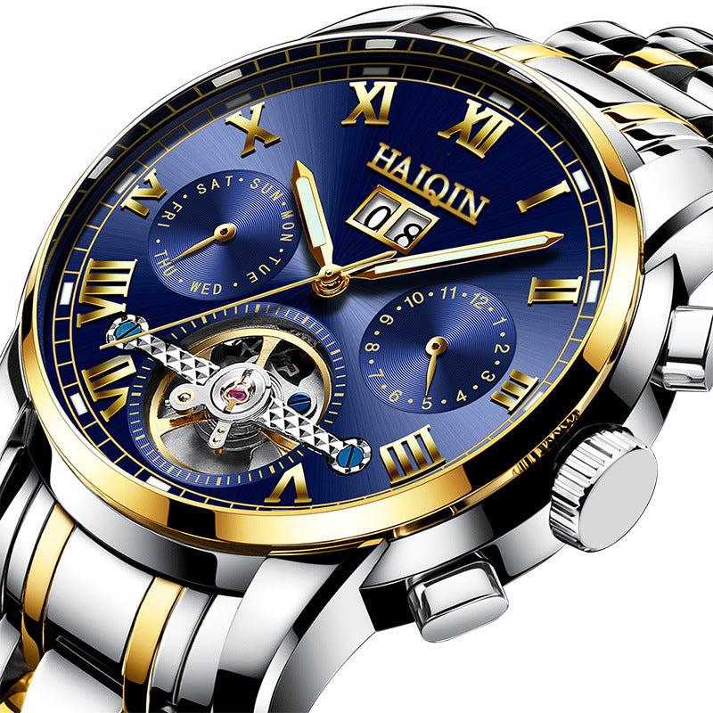 Men's Fashion Luminous Waterproof Skeleton Tourbillon Watch