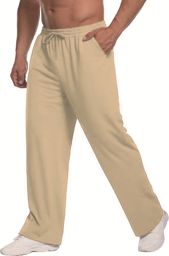 Mens Solid-Color Drawstring Straight-Leg Sweatpants