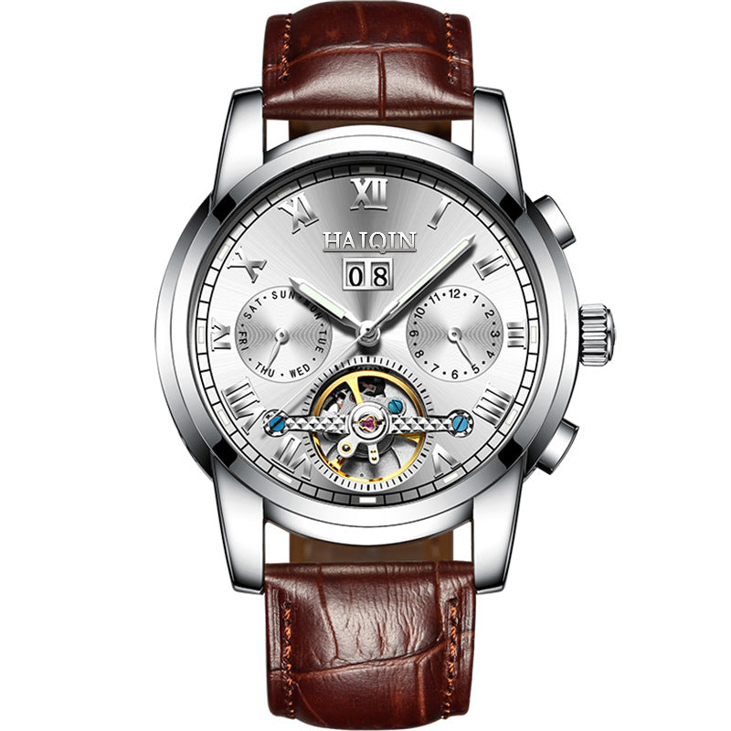 Men's Fashion Luminous Waterproof Skeleton Tourbillon Watch
