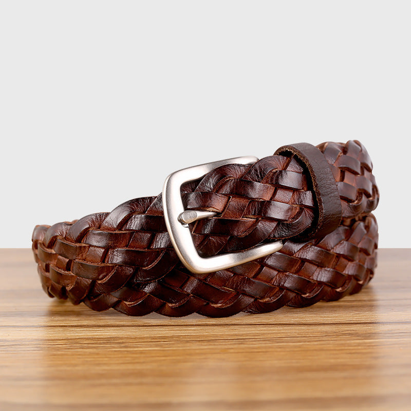 Vintage Woven Vegetable-Tanned Leather Belt