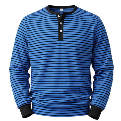American-style Vintage Striped Long-sleeve Mens Top