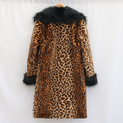 Womens Coat With A Large Fur Collar Warm Trench Coat Loose Fit