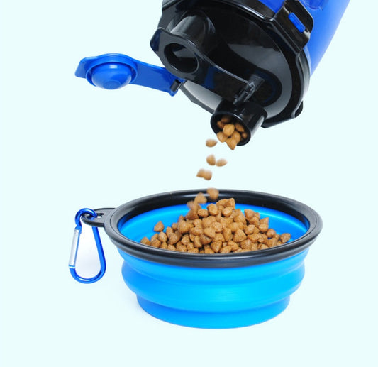 2-in-1 Pet Water Bottle Dispenser with Silicone Bowl