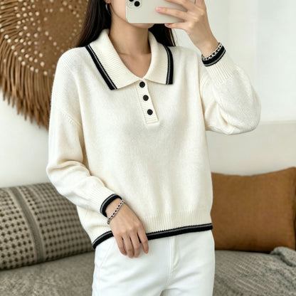 Womens Casual Loose-fitting Versatile Long-sleeve Sweater