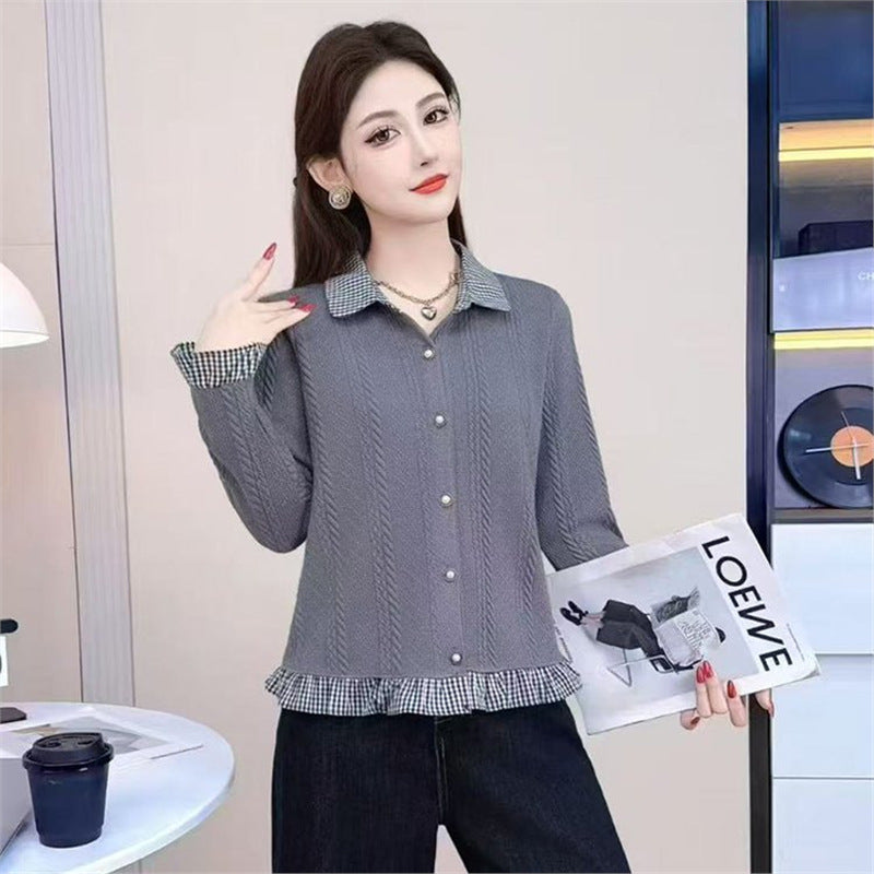 Early Spring New Arrival Fashionable Age-Defying Mock Two-Piece Top