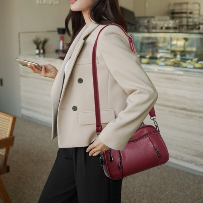 Multi-layered PU Handbag Tote And Crossbody Small Square Bag