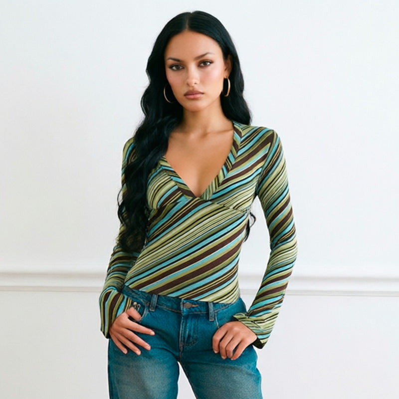 Summer New Sexy Trendy Cool Deep-V Neck Long Sleeves